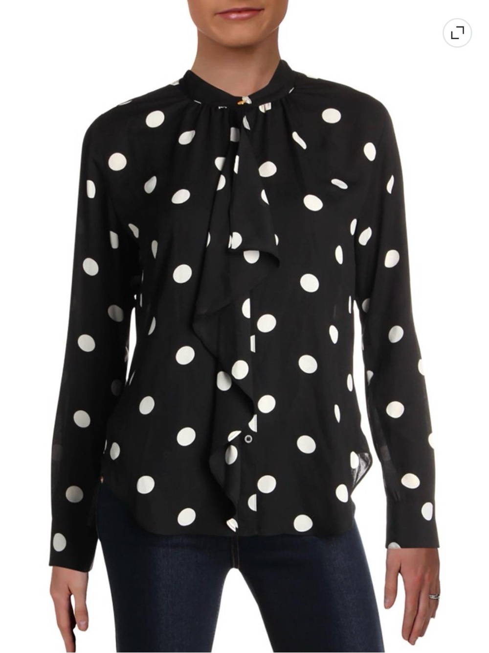 Lauren Ralph Lauren Womens Karilyna Long Sleeves Polka Dot Blouse